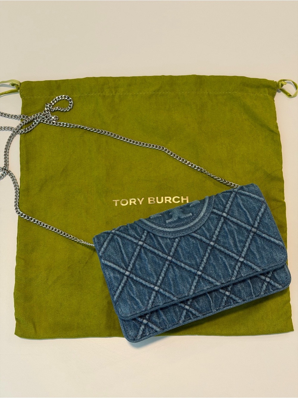 Tory Burch Fleming Denim Chain Crossbody